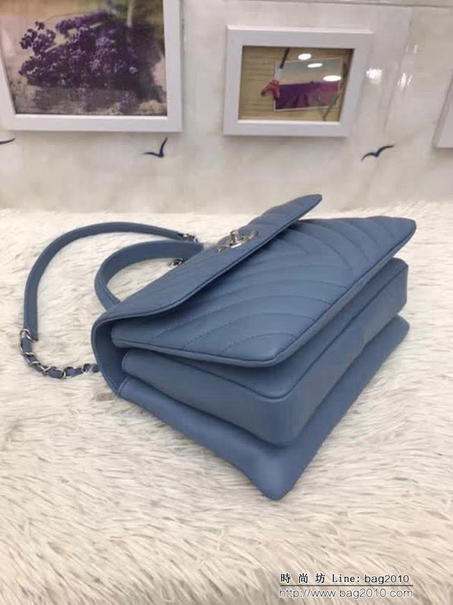 香奈兒CHANEL 92236 V格2018秋冬小羊皮手提肩背斜背鏈條包 DSC1075
